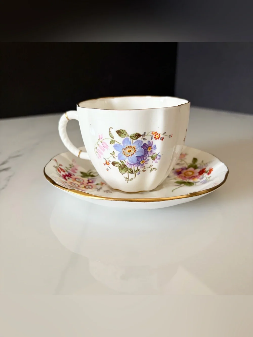 Derby Posies Cup & Saucer by Royal Crown Derby